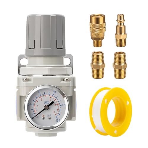 Industrial Air Pressure Regulator 3/8" NPT, 0-150 PSI Adjustable,Construction for Compressed Air Systems, Tools & Pneumatic Applications - size: 3/8"NPT/AR3000-03