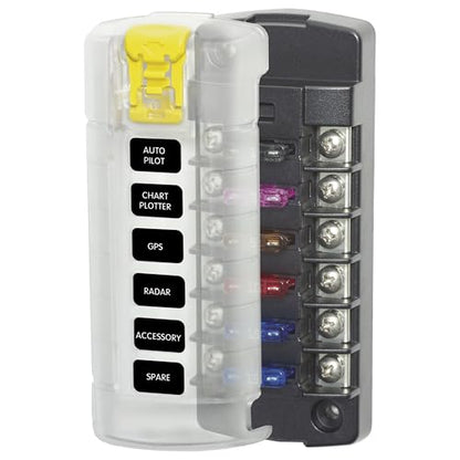 Blue Sea Systems ST Blade Fuse Block 6 Independent Circuits with Cover, 100 Amps, 5035 - color: With cover, style: 6 Circuit Independent