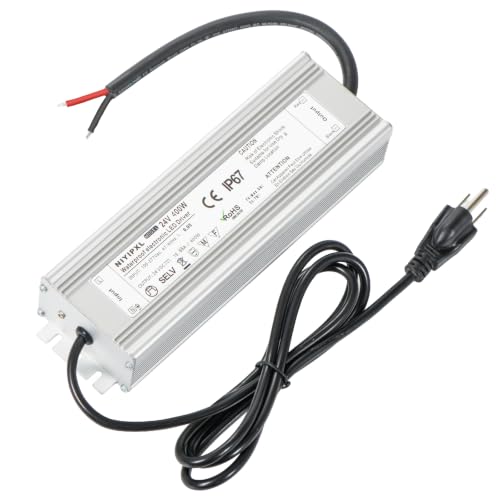 LED Driver 400 Watts 24V DC Transformer，Waterproof IP67 Power Supply, Adapter with 3-Prong Plug 4.9 Feet Cable for Any DC led Lights, Computer Project, Outdoor Light - size: PFH-400W-24V
