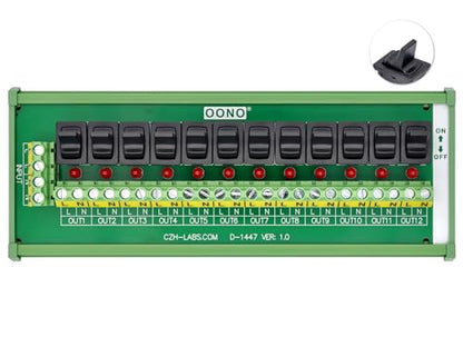 DIN Rail Mount 12 Channel Paddle Switch AC 115V 230V Power Distribution Strip Module - style: Paddle Switch, DIN Rail Mount