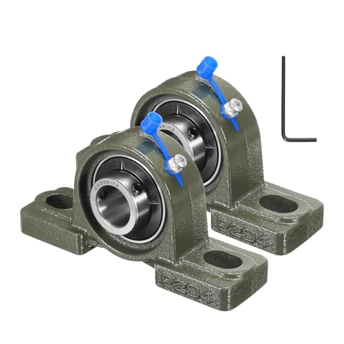 uxcell 2 Pcs UCP204-12 Pillow Block Bearings 3/4 inch Bore Self Alignment, Solid Cast Iron Base Mounted Chrome Steel Bearings - size: UCP204-12
