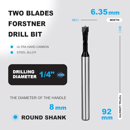 1/4 Inch Forstner Drill Bit Carbide Tipped Woodworking Hinge Cutter - size: 1/4 in
