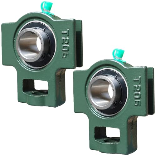 2 Pack UCT206-20 Bore 1-1/4 Inch Pillow Block Take-Up Mounted Ball Bearings, Solid Cast Iron Base and Self Aligning Chrome Steel (UCT206) - style: UCT206-20