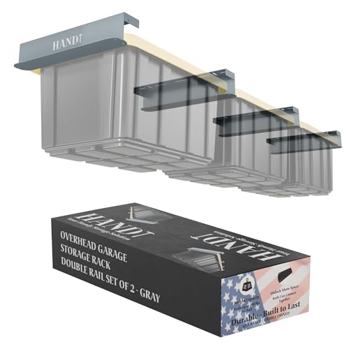 USA Based Overhead Garage Storage Rack, Connectable Heavy Duty Metal Ceiling Rails Garage Storage Organization Shelving System, Hanging Racks Tote Containers, Supports Up To 3 Bins, 2 Sets Gray - color: Gray, size: 3 Bins