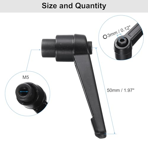 uxcell 4pcs Clamping Lever Adjustable Handle Set Metric M5 x 20mm Male & M5 Female Thread Level Handles Hand Stud Knobs Quick Release Black for Lathe Machinery - size: M5 x 20mm