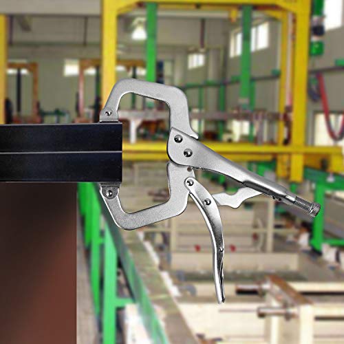 KEILEOHO 7 PCS 11 Inch Locking C Clamp, Metal C Clamps, Heavy-Duty Vise Grip Clamps, Locking Pliers Adjustable Welding Clamp for Cabinetry, Welding, Carpentry, Woodworking - size: 7 Pack