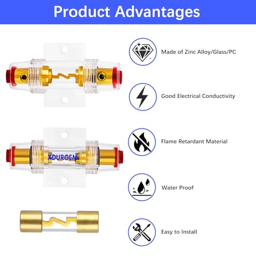Amp Fuse Block,AGU/5AG Fuse Holder with 50A Fuse,4-8 Gauge,2 Pack - size: 50A