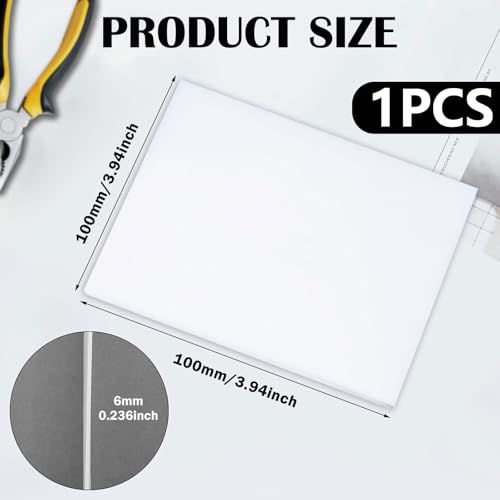 PTFE Plastic Sheet, Virgin PTFE Sheet Teflon Sheets - 100mmx100mm Thickness 6mm Non Stick Sheets for Gasket Seals Liners Bearings - size: 100mmx100mmx6mm