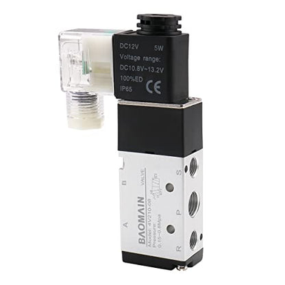 BAOMAIN 4V210-08 12V DC 5 Way 2 Position Pneumatic Solenoid Valve - style: Single Valve