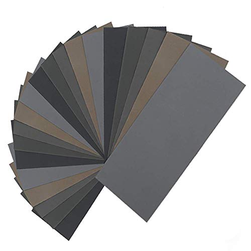 20pcs Wet Dry Sandpaper, High Grit 1000/2000/3000/5000/7000 Sandpaper Sheets Assortment for Wood Metal Polishing Automotive Sand