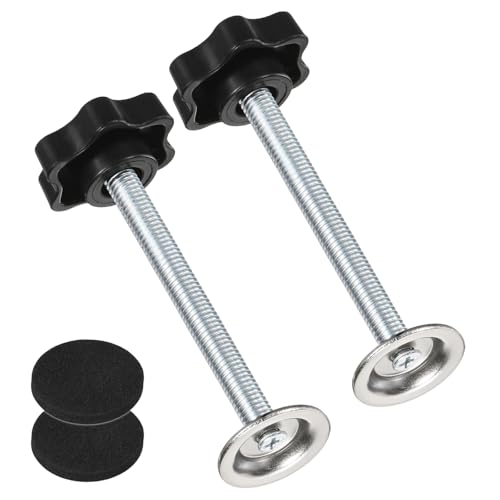 M METERXITY 2-Pack Star Handle Hand Screws, M8x75mm Carbon Steel Thread Star Clamping Knobs with Screws, Pressure Plate and Rubber Pad for Woodworking/Mechanical Equipment [Black] - size: M8 x 75mm
