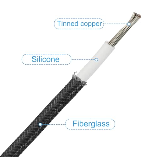 PATIKIL 9.8Ft 15AWG Electronic Wire, -30 to 200 Degrees Celsius Insulated High Temperature Resistant Electrical Flexible Silicone Cable for Lamp Boiler Heater, Black - color: Black, size: 15AWG