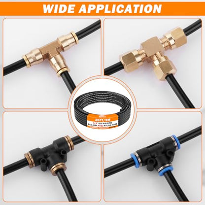 CheeMuii 30FT 1/4" DOT Air Line 1/4 Air Hose PA12 Nylon Pneumatic Tubing - color: Black, size: 1/4"OD-30FT
