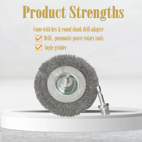 2 Pcs 4" Wire Wheel Brush for Deburring Removing Rust Cleaning Surface, Coarse Crimped Steel Wire with 5/8" Arbor for Angle Grinder(with 2 Pcs 1/4" Shank Drill Adapter) - style: 4" Wire Wheel Brush