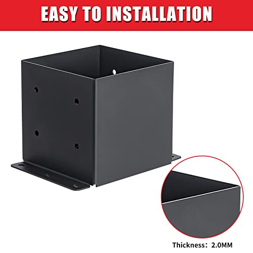 6x6 Post Base 4 Pcs, (Inner Size 5.6x5.6) Post Brackets Kit, Heavy Duty Black Metal Powder-Coated Post Anchor Outdoor Framing Module Fit for Support Deck Base Plate Pergola Brackets Fence Kit…… - size: 6"x 6", style: 4 Pcs