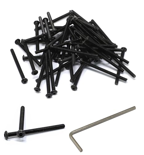 iexcell 50 Pcs M3 x 40mm Thread Pitch 0.5 mm Alloy Steel 12.9 Grade Hex Socket Button Head Cap Screws Bolts Kit, Black Oxide Finish - size: M3 x 40mm
