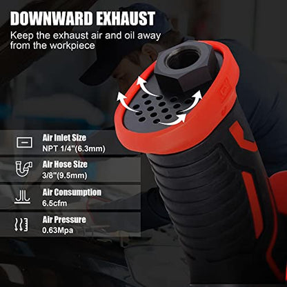 XIIW 1/2 Inch Air Impact Wrench, Max Torque 1560 ft-lbs, Lightweight 4.4 lb - size: 1/2 inch | 1560 ft-lbs 15 PCS Wrench + Socket Set