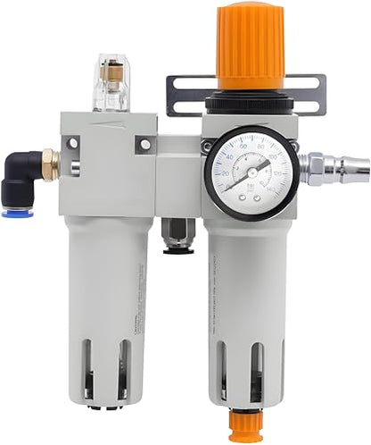 1/2" NPT Tire Changer, Water Oil Separator, Inline Pressure Regulator with Pressure Gauge for Tire Changer, Max. 145psi, with Connectors & Mounting Accessories