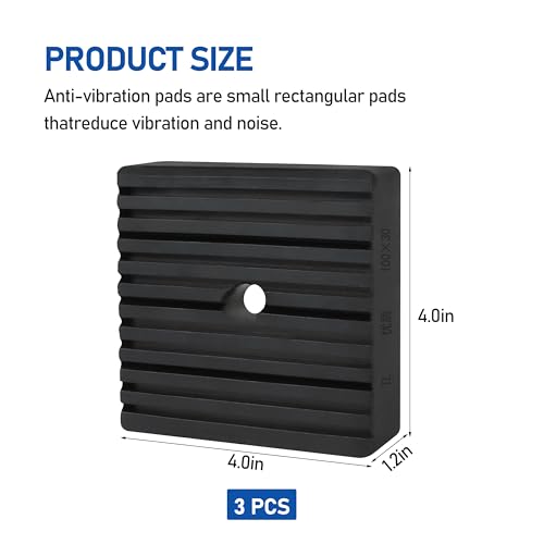 Heavy Duty Solid Rubber Shock Pads 4"x4"x1.2" (3 Pack)