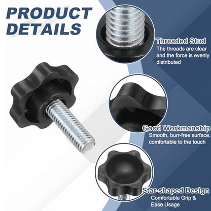 uxcell 5Pcs 3/8"-16 Star Knobs 1.1" Threaded Stud Male Clamping Knob - size: 3/8"-16, 1.1"