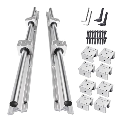 SBR20 Linear Rail 4000mm, 4PCS SBR20-2000mm Linear Rail Shaft Rod + 12PCS SBR20UU Bearing Block and 4 Dowels for DIY CNC Routers Lathes Mills (Spliced) - size: 4000mm, style: SBR20 Linear Rail