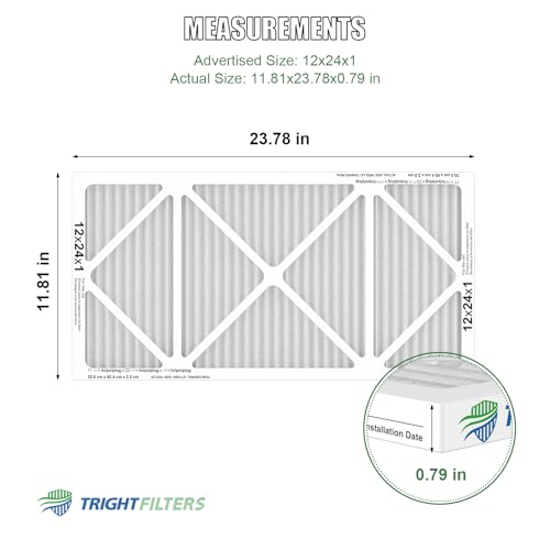 TRIGHTFILTERS 12x24x1 Air Filter 4 Pack, MERV 8 Pleated Dust Defense Air Filters Replacement Air Conditioner HVAC AC Furnace Filter, Durable and Lightweight - size: 12x24x1