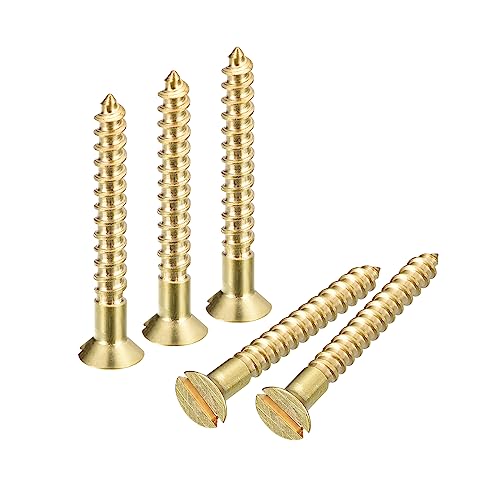 uxcell Brass Wood Screws, 30Pcs M3 x 25mm Slotted Drive Flat Head Self Tapping Screw Countersunk for Woodworking Furniture - size: M3 x 25mm