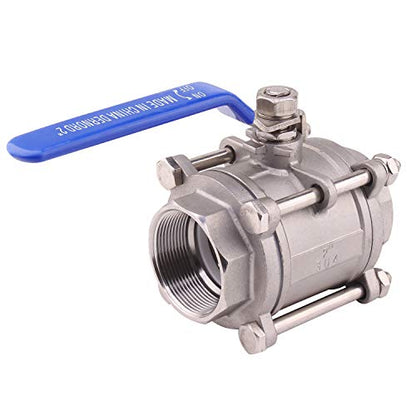 DERNORD Ball Valve 2 Inch NPT Threaded - Stainless Steel 304 Female 3 Piece Full Port (2" NPT Female) - size: 2" NPT Female
