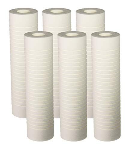 Compatible with 6 pk 10"x2.5" 5 Micron Grooved Sediment Melt Blown Filters Cartridges (Compatible Replace Aqua-Pure AP110, Whirlpool WHCF-GD05, Watts FPMBG-5-975) - size: 6-Pack