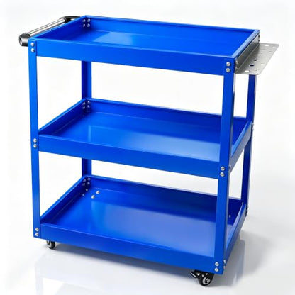 3-Tier Thickened Metal Cart w/Lockable Silent Wheels 440LBS