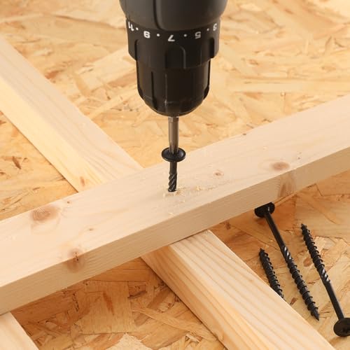 #14 x 2 Inch Lag Screws (124Pcs) 2lb. Structural Wood Screw, Black, Carbon Steel, Washer Head, Rust Resistant epoxy Coated, T30 Torx Bit - color: Black, size: #14 x 2"
