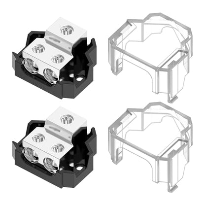 Distribution Block, Malictele 2 Way Power Distribution Block 1x 0/2/4 Gauge Input 2X 4/8 Gauge Output Out Amp Power Distribution Block Car Audio Splitter for Vehicles Boats 2 Pack - size: 2-Way Power Distribution Block 2PCS