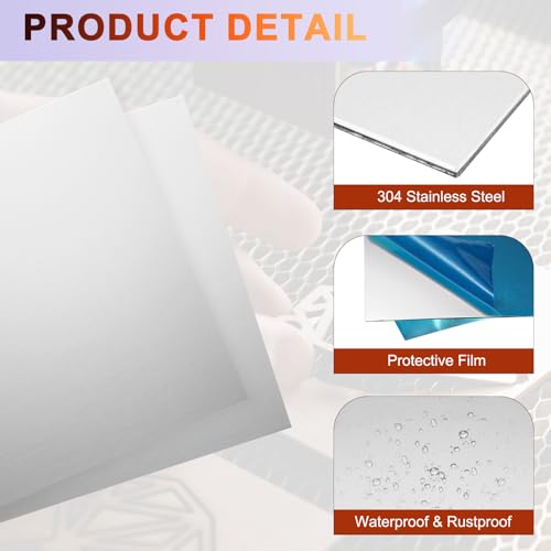 uxcell 2Pcs 304 Stainless Steel Sheet Plate, 6" x 6", 24 Gauge (0.5mm) Thickness, Stainless Steel Plate with Gloves for Crafting, Modelers, Jewelry, Repairs, Electrical Repairs (Silver) - size: 150 x 150 x 0.5mm