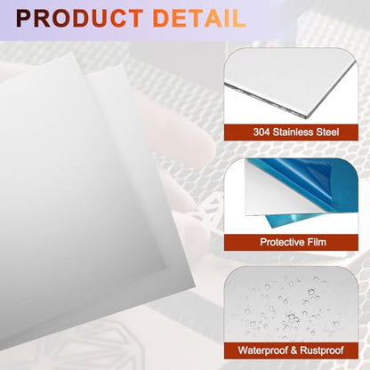 uxcell 2Pcs 304 Stainless Steel Sheet Plate, 6" x 6", 24 Gauge (0.5mm) Thickness, Stainless Steel Plate with Gloves for Crafting, Modelers, Jewelry, Repairs, Electrical Repairs (Silver) - size: 150 x 150 x 0.5mm