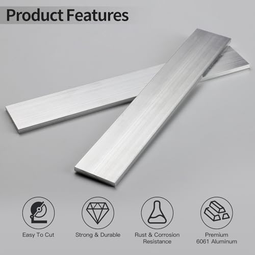 1 Pcs 1/4" x 2" 6061 Square Aluminum Flat BAR,12" Long, 6mm X 50mm X 305mm Aluminum Flat Plate, T6511 Solid New Mill Stock - size: 1/4x2x12"