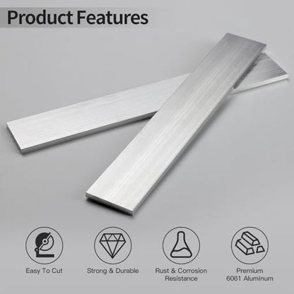 1 Pcs 1/4" x 2" 6061 Square Aluminum Flat BAR,12" Long, 6mm X 50mm X 305mm Aluminum Flat Plate, T6511 Solid New Mill Stock - size: 1/4x2x12"