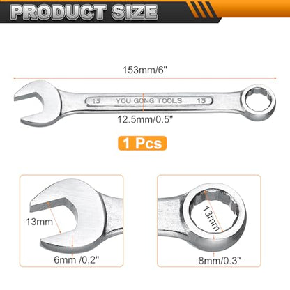 HARFINGTON Metric Combination Wrench, 13mm Open End & 15-Degree Offset - size: 13mm