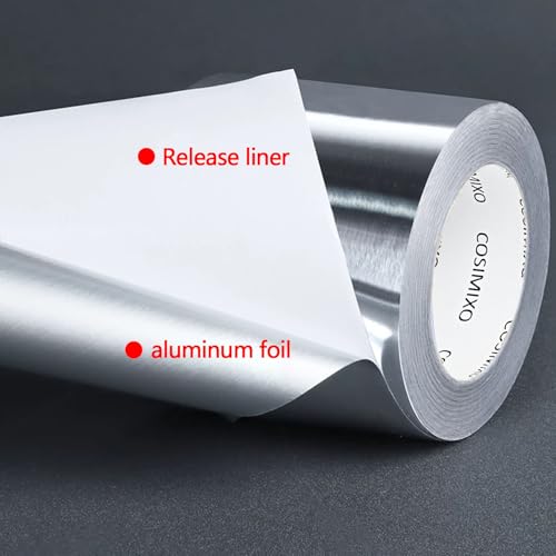 COSIMIXO Silver Aluminum Foil Duct Tape 4 Inches x 55Yards,Heavy Duty,High Temperature Sealing and Patching,Perfect for HVAC,Air Ducts,Foamboard,Metal Repair,Insulation,Dryer Vent and More - size: 3.2Mil x 4" x 55Yds