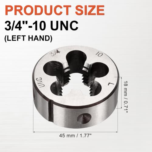 3/4"-10 UNC Round Threading Die Left Hand Alloy Steel - size: 3/4"-10 UNC