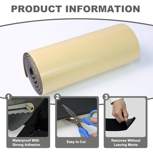 Storystore Foam Rubber Sheet with Adhesive, 12 x 118 x 1/4 Inch Closed Cell Insulation Neoprene Foam Sheet, Multi-Function Soundproof Weatherproof Foam Padding - size: 12 x 118 x 1/4 Inches