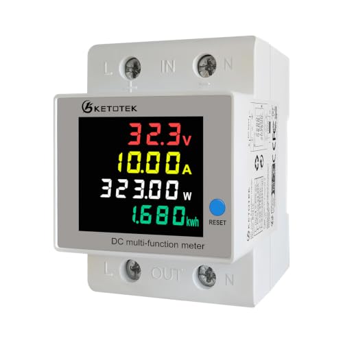 KETOTEK DC Energy Meter Multifunction Power Meter Din Rail 14-600V 63A