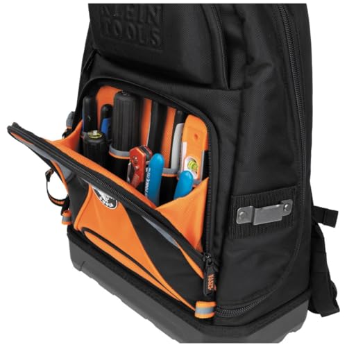 Klein Tools 55421BP-14 Tool Backpack, 39 Pockets, Black/Orange/Gray - style: Low Profile