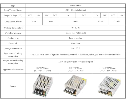 DC 12V 5A 60W Switching Power Supply, AC 110-264V to DC 12V Adapter - color: AC to DC 12V 60W