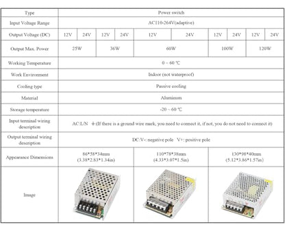 DC 12V 5A 60W Switching Power Supply, AC 110-264V to DC 12V Adapter - color: AC to DC 12V 60W