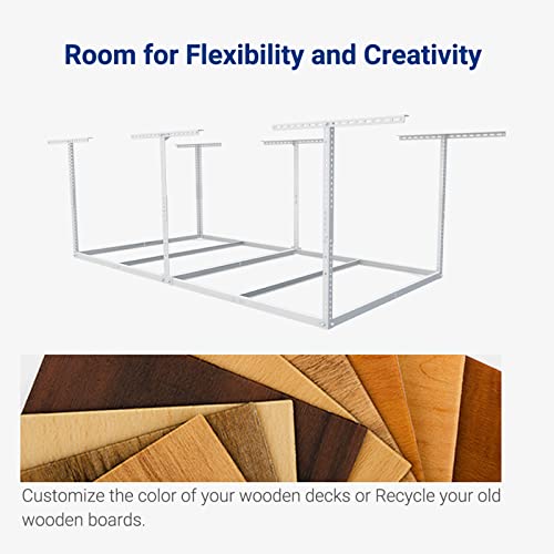 FLEXIMOUNTS 4x8 Overhead Garage Storage Rack, Without Decking, White - color: White