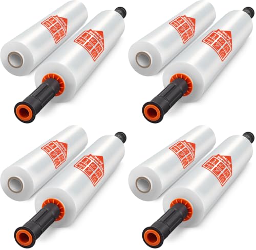 JARLINK Stretch Film, 15" x 1000' Shrink Pallet Wrap W/Handles, 60 Gauge (Pack of 4) - size: 8 Pack, style: Orange Handles