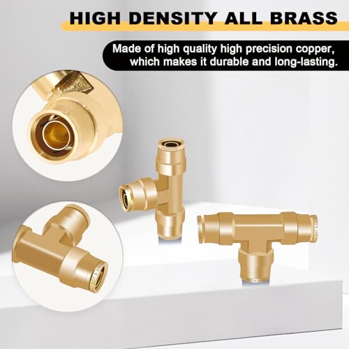 Siptenk 3/8" OD Tube Brass Push to Connect Fitting for Truck Trailer - color: 1 PC 3/8" OD Tee