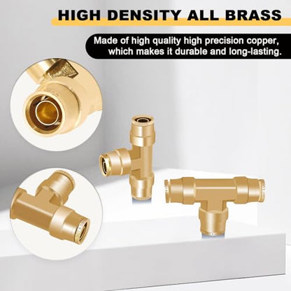 Siptenk 3/8" OD Tube Brass Push to Connect Fitting for Truck Trailer - color: 1 PC 3/8" OD Tee