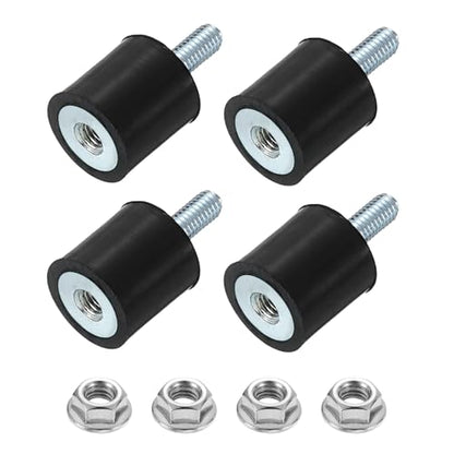 uxcell M3 Rubber Mounts, 4Pcs 10x10mm(DxH) Rubber Cylindrical Anti Vibration Isolator Shock Absorber with Lock Nut for Car Bobbin Generator Air Compressors - size: M3x8mm, 10x10mm Rubber