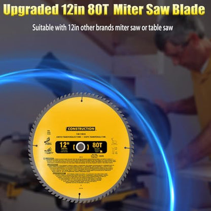 2-Pack 12 Inch Miter Saw Blade 80 T Fine Finish Stainless Steel - style: 12IN,80T&80T
